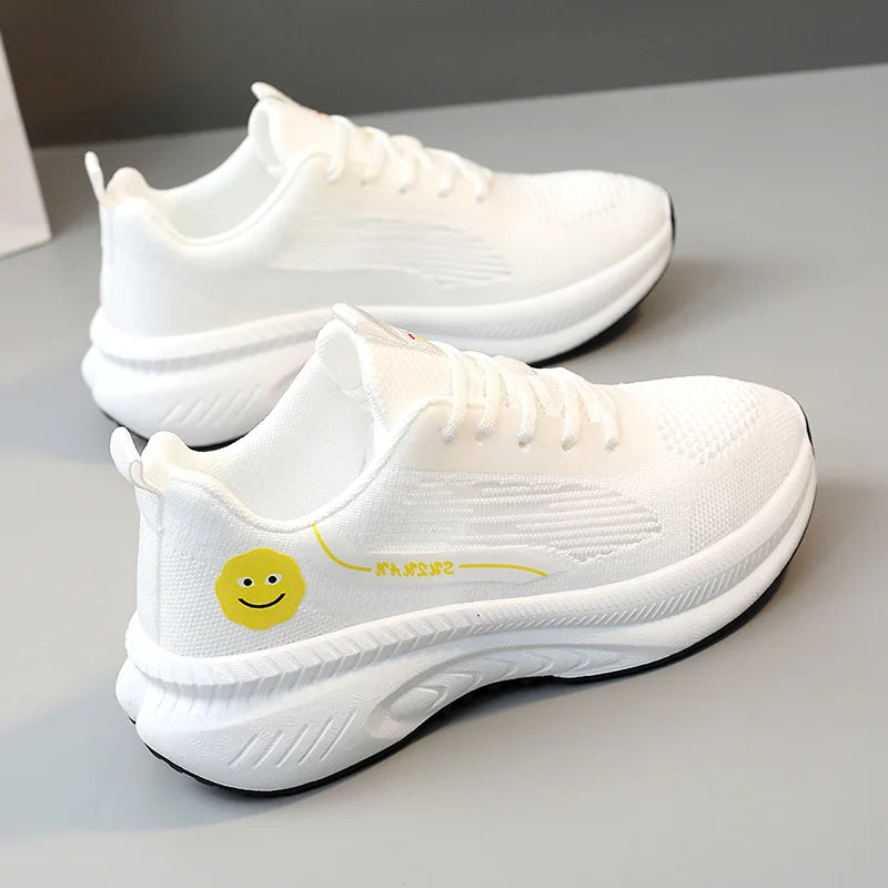 HKM-950611 K2510 New Women's Shoes Trendy Mesh Shoes Breathable Thick Sole Increase Versatile Mesh Sports Shoes for Students