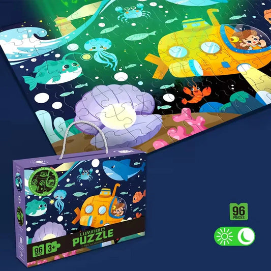 HKM-838931 Glow-in-the-Dark Children’s Puzzle Plane Educational Block Toy 26x19.5x6cm