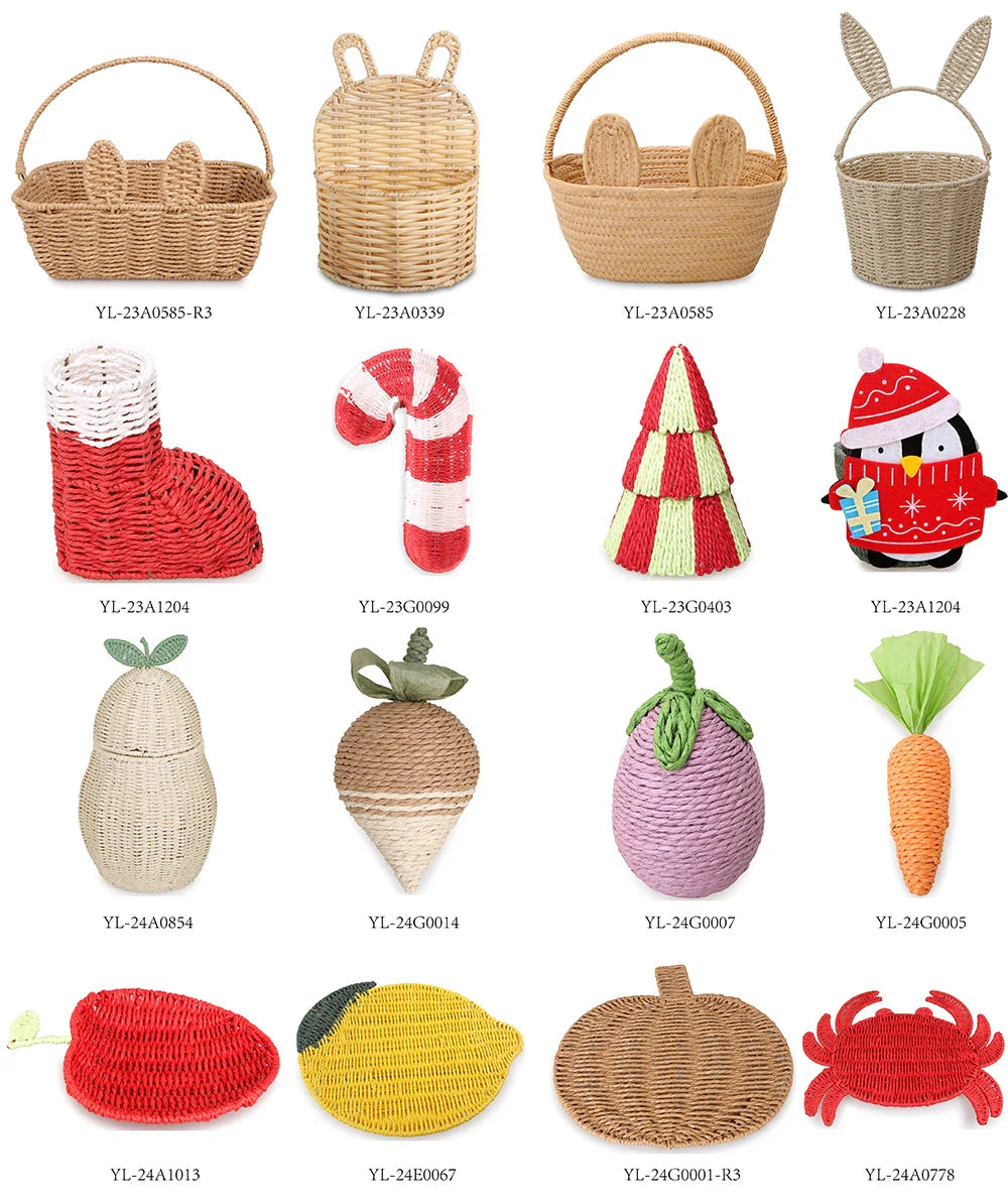 HKM-915667 Cute Cartoon Animal Cotton and Paper Rope Storage Basket for Kids' Rooms