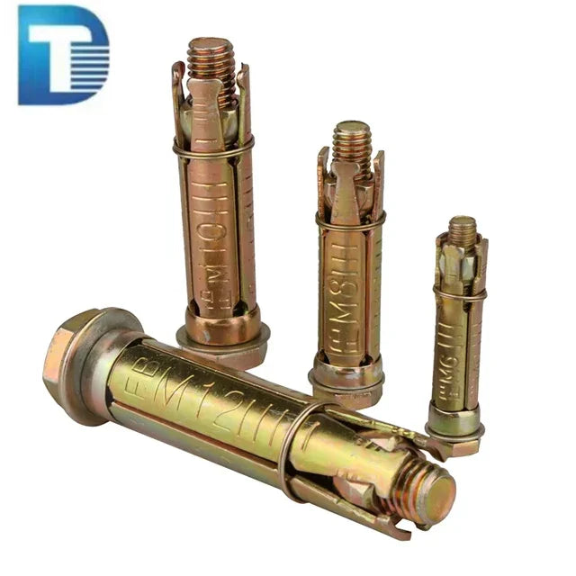 KTX-492499 Heavy Duty Yellow Zinc Plated Shield Anchor Bolt Fasteners - 4PCS Set for Secure Wall Fixing