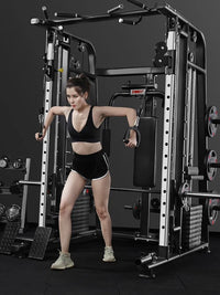 HKM-878803 Multi-Functional Smith Machine Power Rack with Dual Weight Stack for Home and Commercial Gym Use