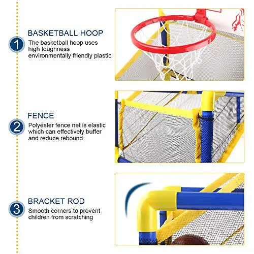 KTX-052115 Indoor Basketball Stand Toy Set with Mini Ball and Pump for Kids and Family Interactive Play