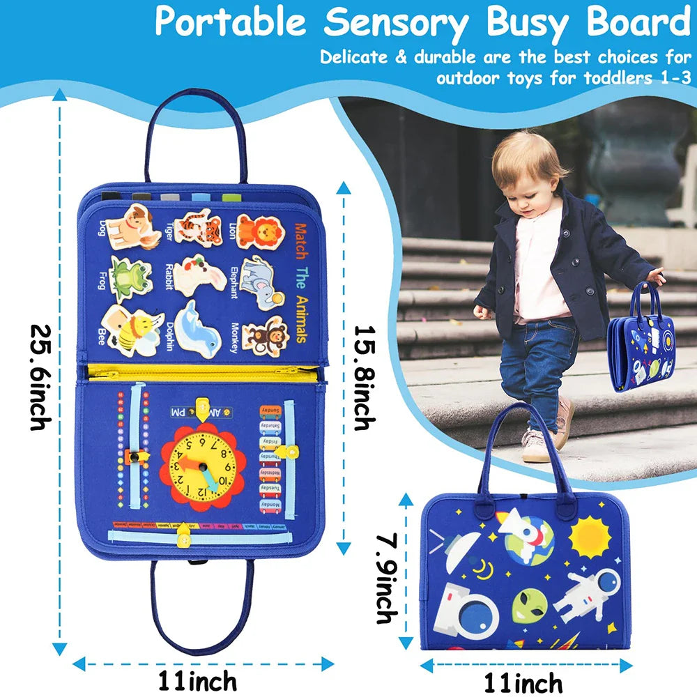 KTX-473491 Montessori Felt Busy Board for Toddlers: Travel-Friendly Learning Toy with Buckle Training Activities