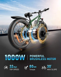 HKM-8010707 Adult Electric Bicycle Featuring 1000W Motor, 20 MPH Top Speed, 48V System and 48V 15.0Ah Battery for Daily Commuting