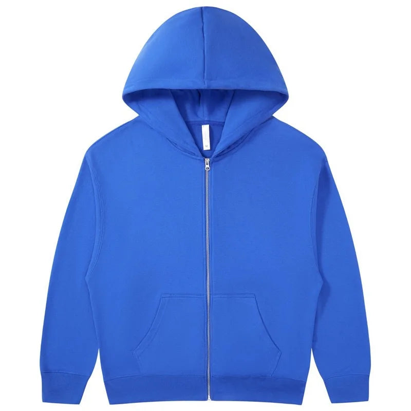 HKM-948307 Men's Women's 380G Oversized Puff Technique Hooded Sweatshirt High Fleece Solid Color Zipper Casual Sports Print Pullover