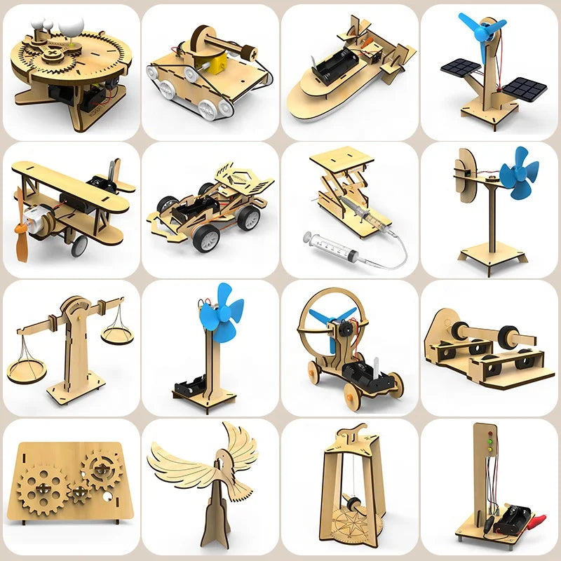 KTX-778771 DIY Electric Motor Biplane Glider Model Kit for Kids - STEM Educational Building Project