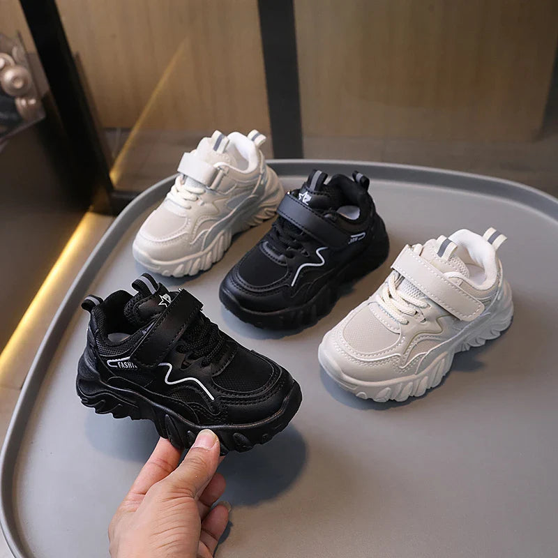 HKM-148371 Wholesale Lightweight and Breathable Casual Sneakers Boys' and Girls' White Slip-On Platform Running Shoes