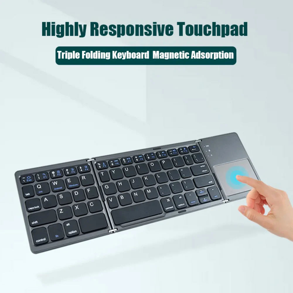 HKM-330195 Portable Mini Foldable Wireless Keyboard with Touchpad for Windows, Android, iOS Devices
