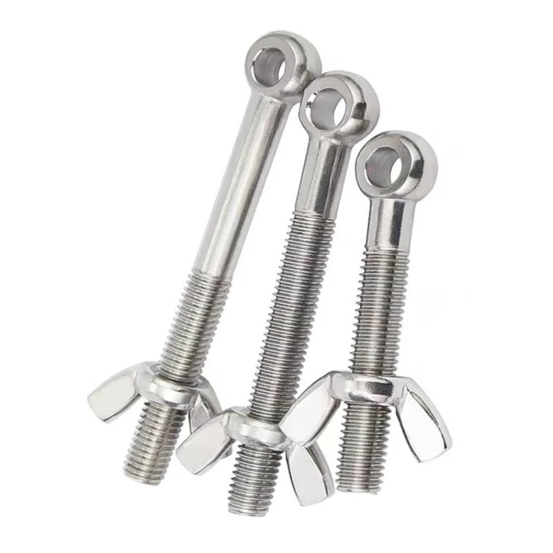 KTX-066515 Stainless Steel Lifting Eye Bolts with Wing Nuts - M8 M10, SS 304 and 316L