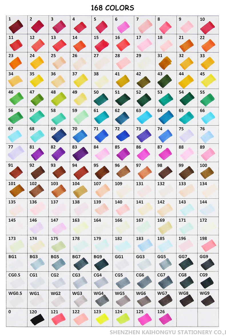 KTX-656595 168 Colour Brush Tip Alcohol Markers for Sketching and Art Design