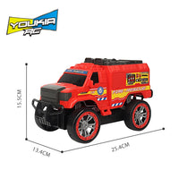 HKM-409491 Remote Control Red 27MHz Fire Truck Toy Car for Kids - 4WD, Indoor/Outdoor Use