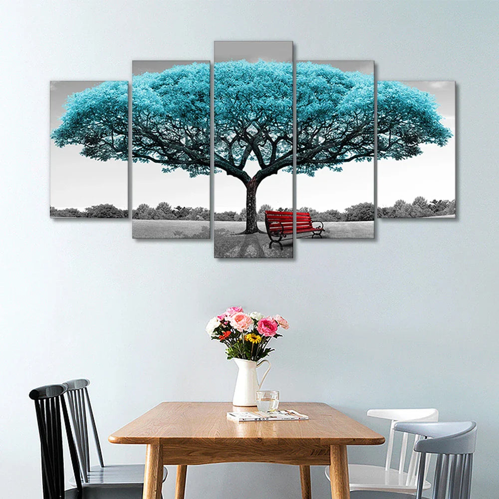KTX-911123 Modern 5-Piece Canvas Artwork of Trees for Contemporary Home Decor