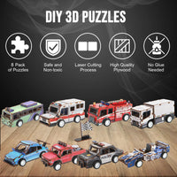 HKM-692051 3D Wooden Puzzle Car for Kids - DIY Assembly Educational Toy