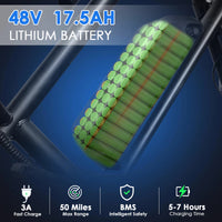 Electric Bike, Electric Mountain Bike with 48V 17.5Ah Removable Larger Battery 20'' Tire E Bike, Adult Electric Bicycles