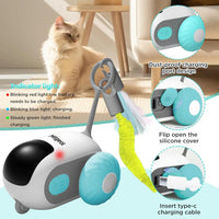 HKM-259155 Interactive Cat Puzzle Toy for Indoor Play with Adjustable Speed Settings - Blue