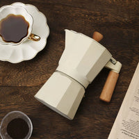 Quality Wooden and Aluminum Stovetop Espresso Maker Stylish Espresso Moka Pot for Classical Taste Italian Coffee Enthusiast