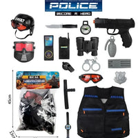 HKM-834323 17PCS Kids Pretend Play Police Set with Helmet and Uniform for Imaginative Role Play