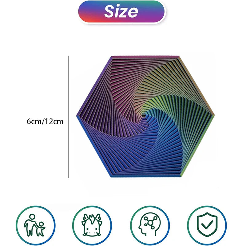 KTX-080275 3D Printed Fractal Hexagon Fidget Spiral Toy for Stress Relief and Anxiety Management