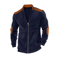 HKM-161875 Men's Customizable European Cotton Varsity Jacket Solid Color Long Sleeve Zipper Cardigan Fur Men's Fashion Long Sleeve