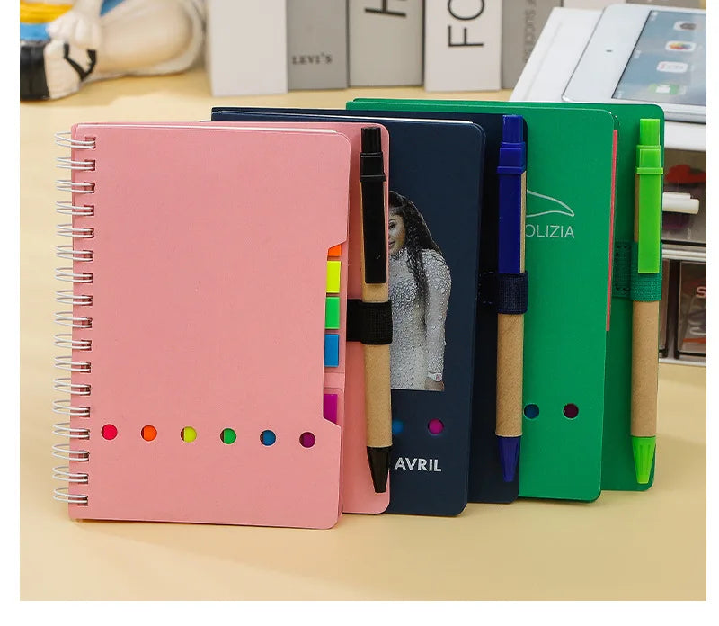 KTX-144659 A6 Spiral Notebook with Pen - Custom Logo Hardcover for Office and School Use