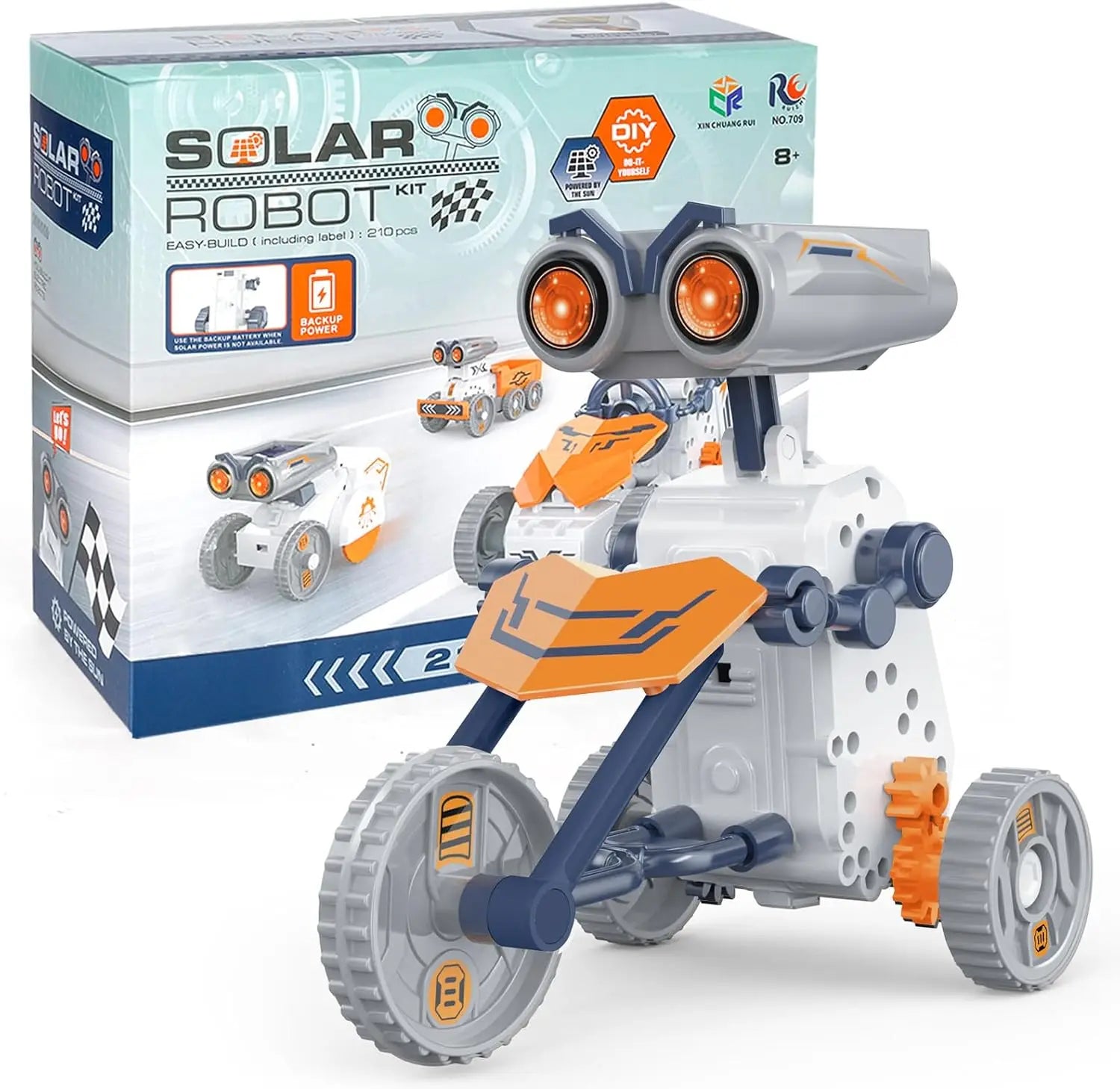 KTX-854739 21-in-1 Solar Robot Building STEM Toy Set with 210 Pieces for Ages 2-12