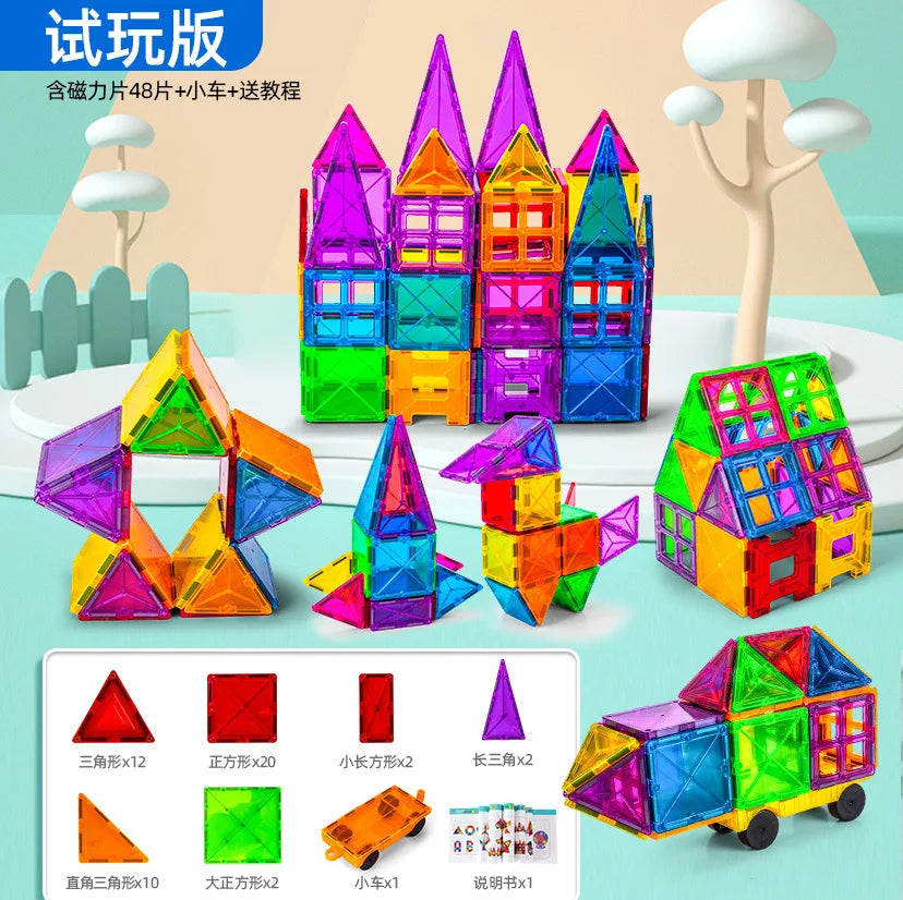 KTX-962707 Magnetic Building Blocks Set for Creative Assembly and Educational Play – Colourful DIY Tiles for Kids