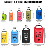 HKM-011027 Durable Waterproof Outdoor Sport Backpack Dry Bag - Available in Multiple Capacities (2L, 5L, 10L, 15L, 20L, 30L)