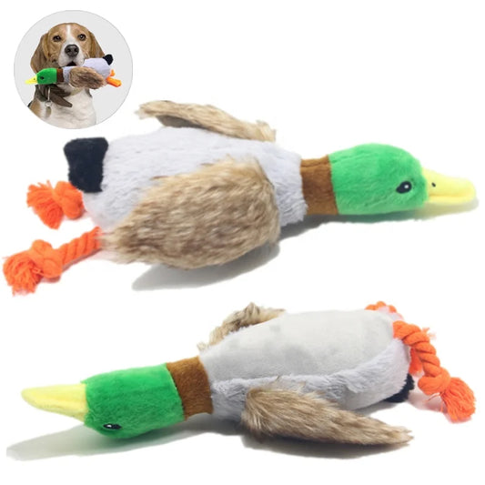 KTX-749523 Interactive Plush Duck Dog Toy with Squeaker for Chewing and Playtime