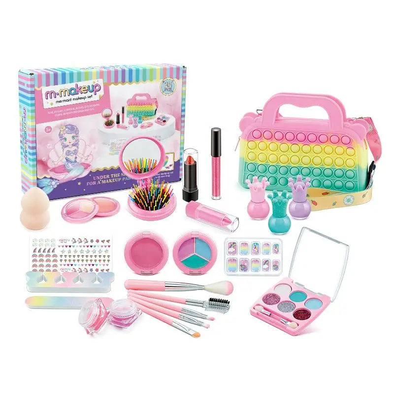 HKM-326995 Kids Cosmetic Makeup Set with Nail Accessories for Dress-Up Play - Ages 2 to 14