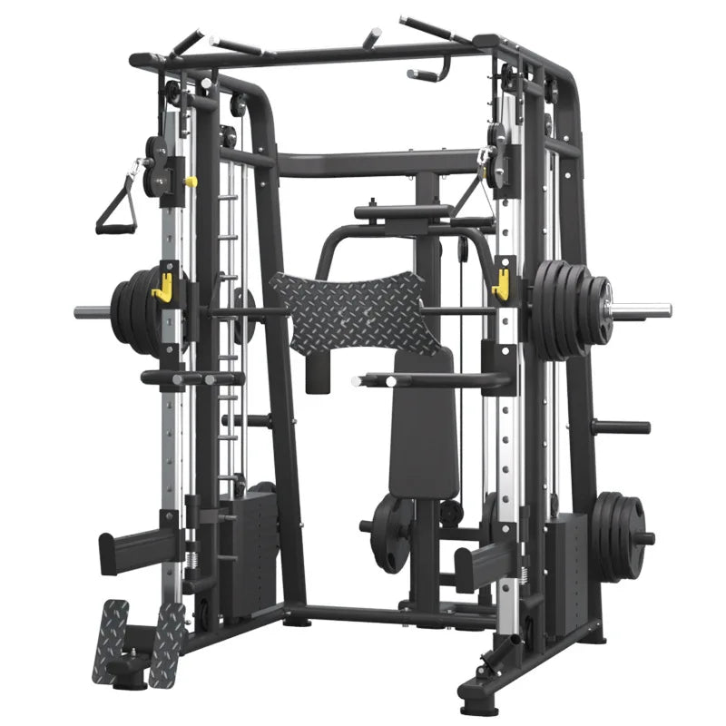 HKM-878803 Multi-Functional Smith Machine Power Rack with Dual Weight Stack for Home and Commercial Gym Use
