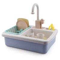HKM-456915 Electric Play Kitchen Sink Toy with Running Water for Children Ages 2-4, Made from ABS and Bioplastic Wheat Straw