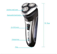 HKM-684947 Kemei KM-2801 Rechargeable Cordless Shaver for Men with 3 Rotating Blades