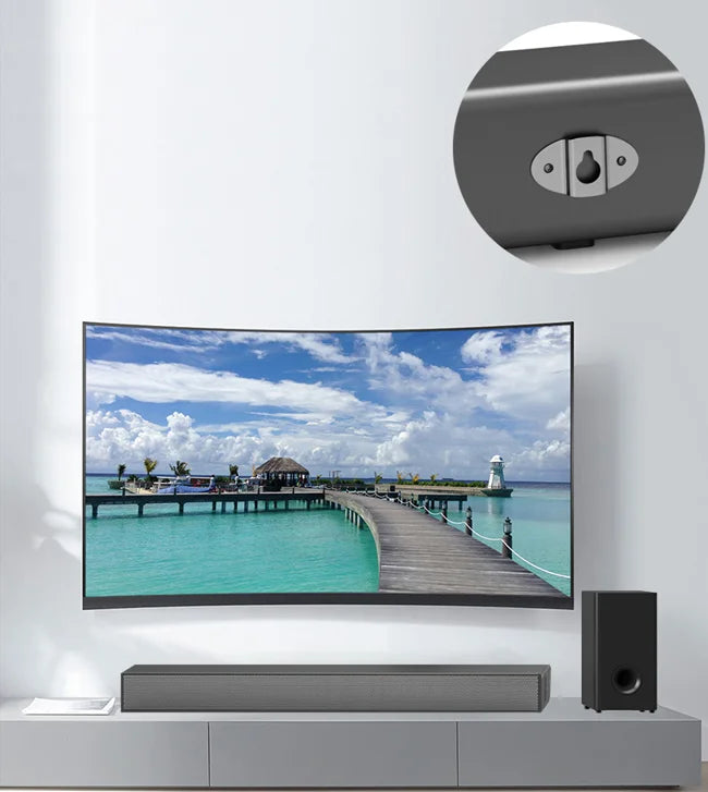 KTX-631443 2.1, 5.1, 7.1 Channel Soundbar with Remote, HDMI ARC, Optical, Coaxial, Aux, and Bluetooth Connectivity