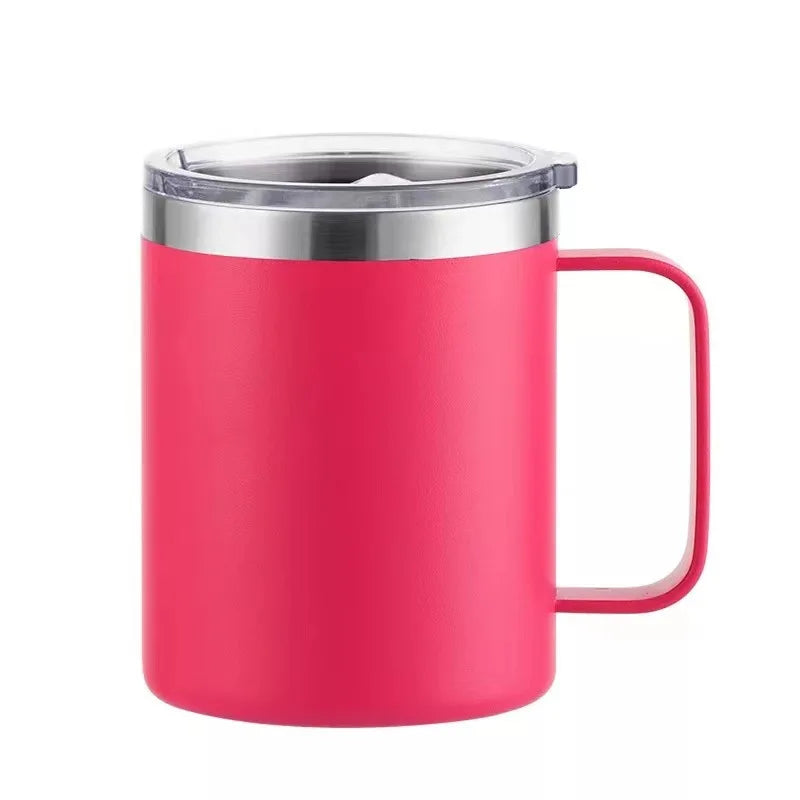KTX-564179 12oz Eco-Friendly 304 Stainless Steel Coffee Mug with Sliding Lid and Handle for Camping and Travel