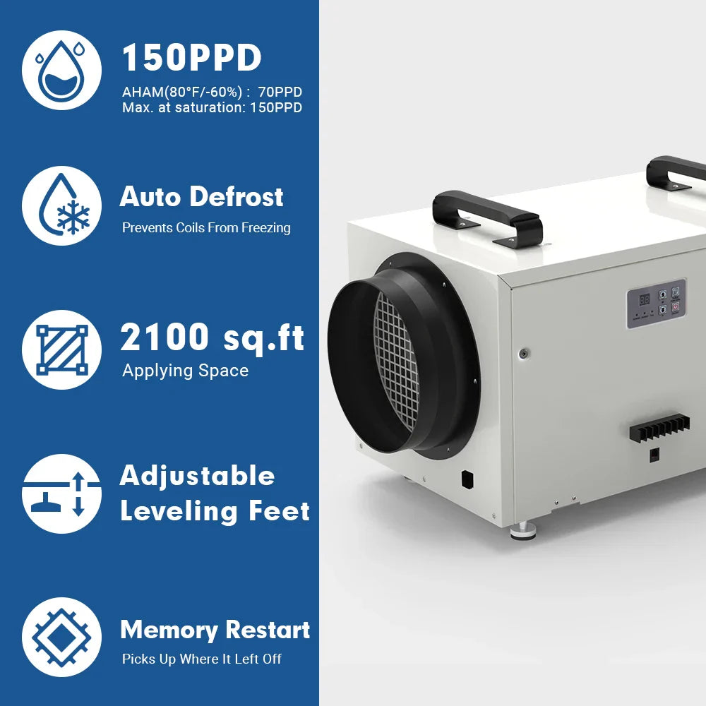 KTX-127443 Whole Home Commercial Dehumidifier 70PPD - Efficient Moisture Control System