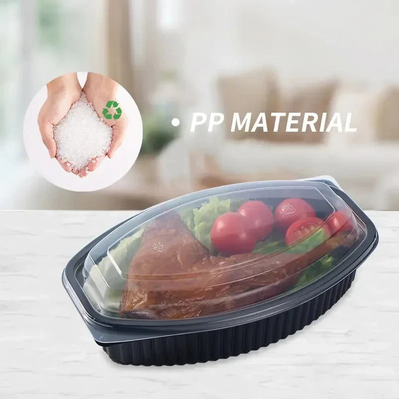 KTX-450387 Microwavable Clear Plastic Food Containers with Lids - Recycled Small Takeout Boxes
