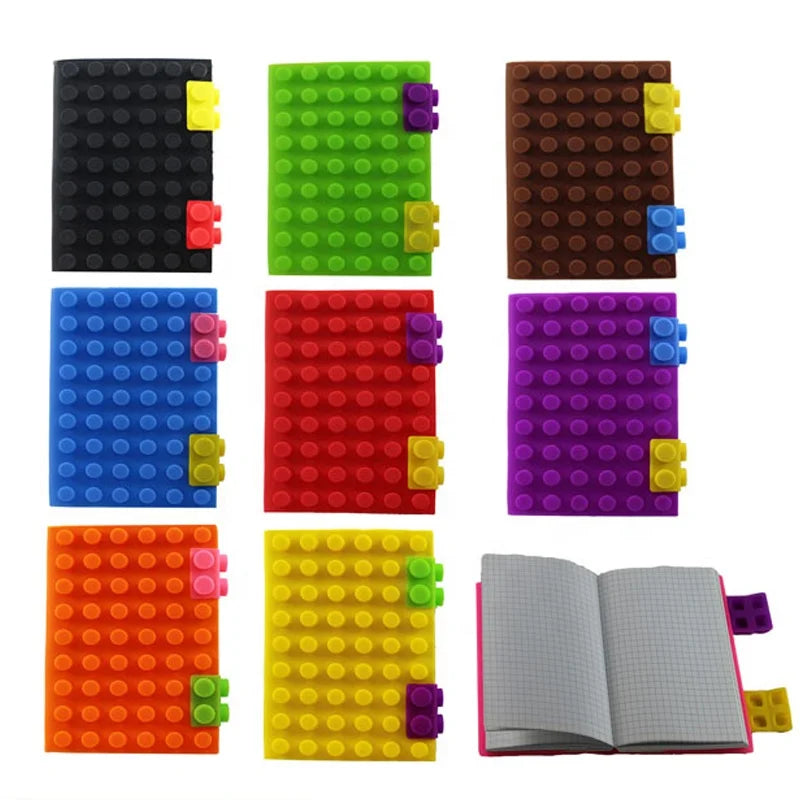 KTX-751443 Custom A6 Silicone Diary Notebook with Colourful Block Design and 100 Sheets