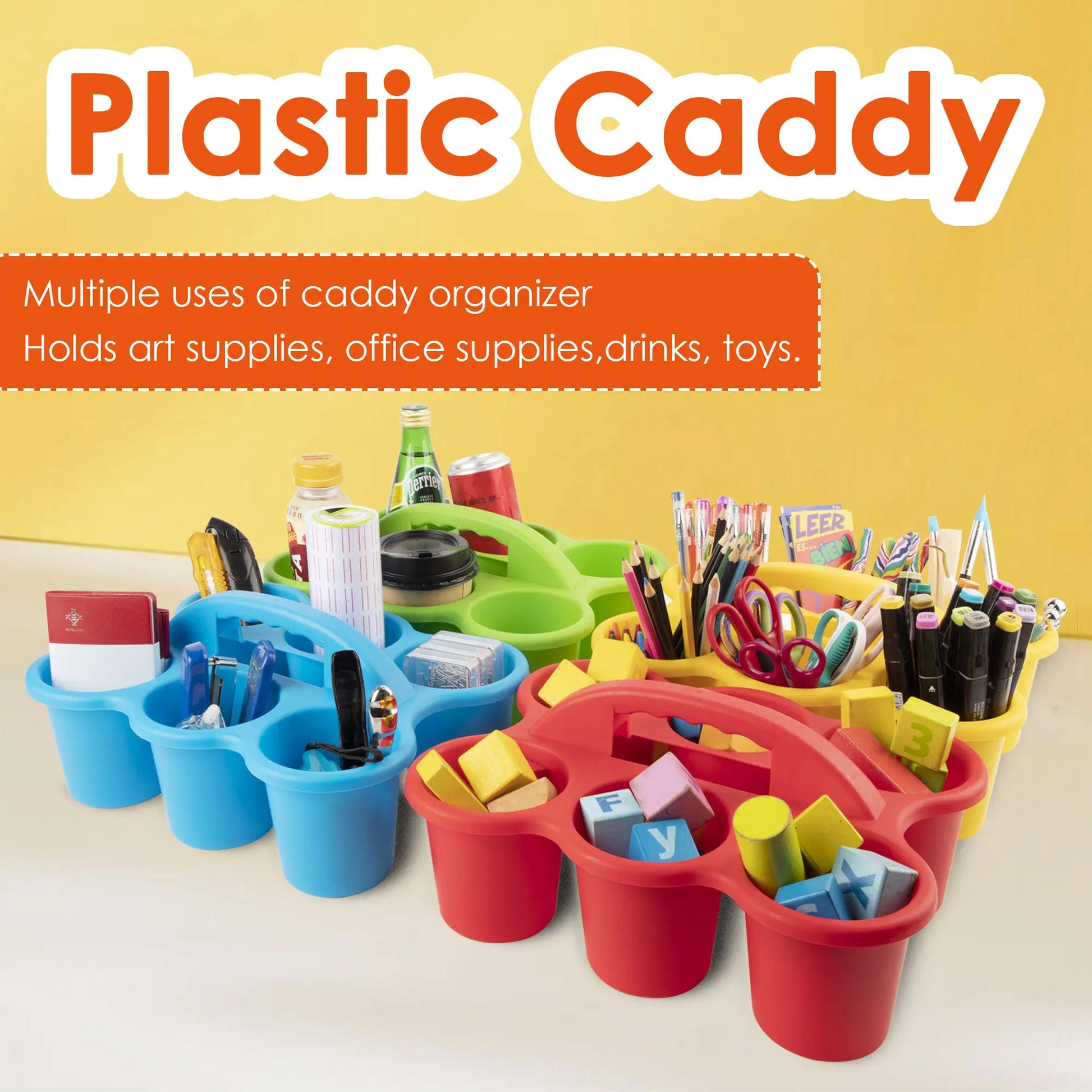 KTX-567187 6-Cup Stackable Craft Storage Tray - Durable Colourful Design for Organising Art Supplies