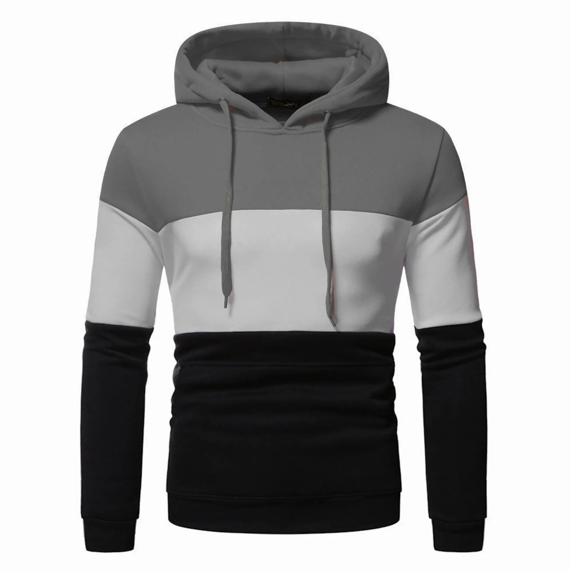 HKM-358483 Men's Custom Sweatshirt Autumn and Winter 3 Color Splicing Pullover Hooded Casual Sweatshirt Set