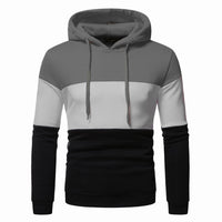 HKM-358483 Men's Custom Sweatshirt Autumn and Winter 3 Color Splicing Pullover Hooded Casual Sweatshirt Set