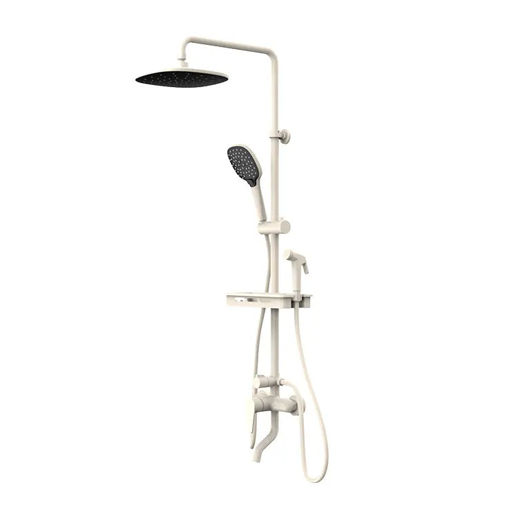 KTX-703763 Modern Matte Black Exposed Thermostatic Shower Column with Jet & Massage Spray