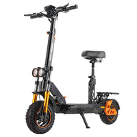 HKM-4594593 Off-Road Folding Electric Scooter with Seat, 800W Motor (1000W Peak), 48V 18Ah Battery, 28 mph, 11/10 in Tires