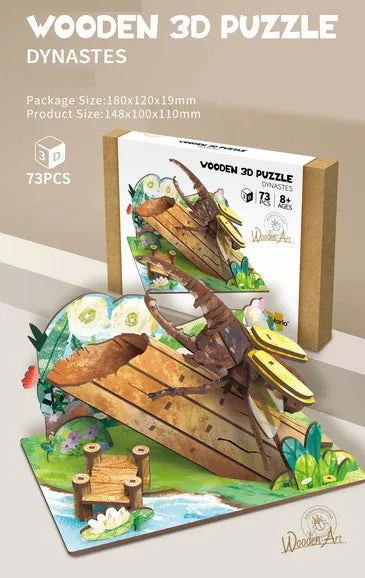 HKM-855891 Wooden 3D Insect Puzzle Set - Butterfly and Bee Models for Kids Educational Fun