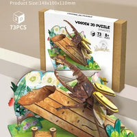 HKM-855891 Wooden 3D Insect Puzzle Set - Butterfly and Bee Models for Kids Educational Fun