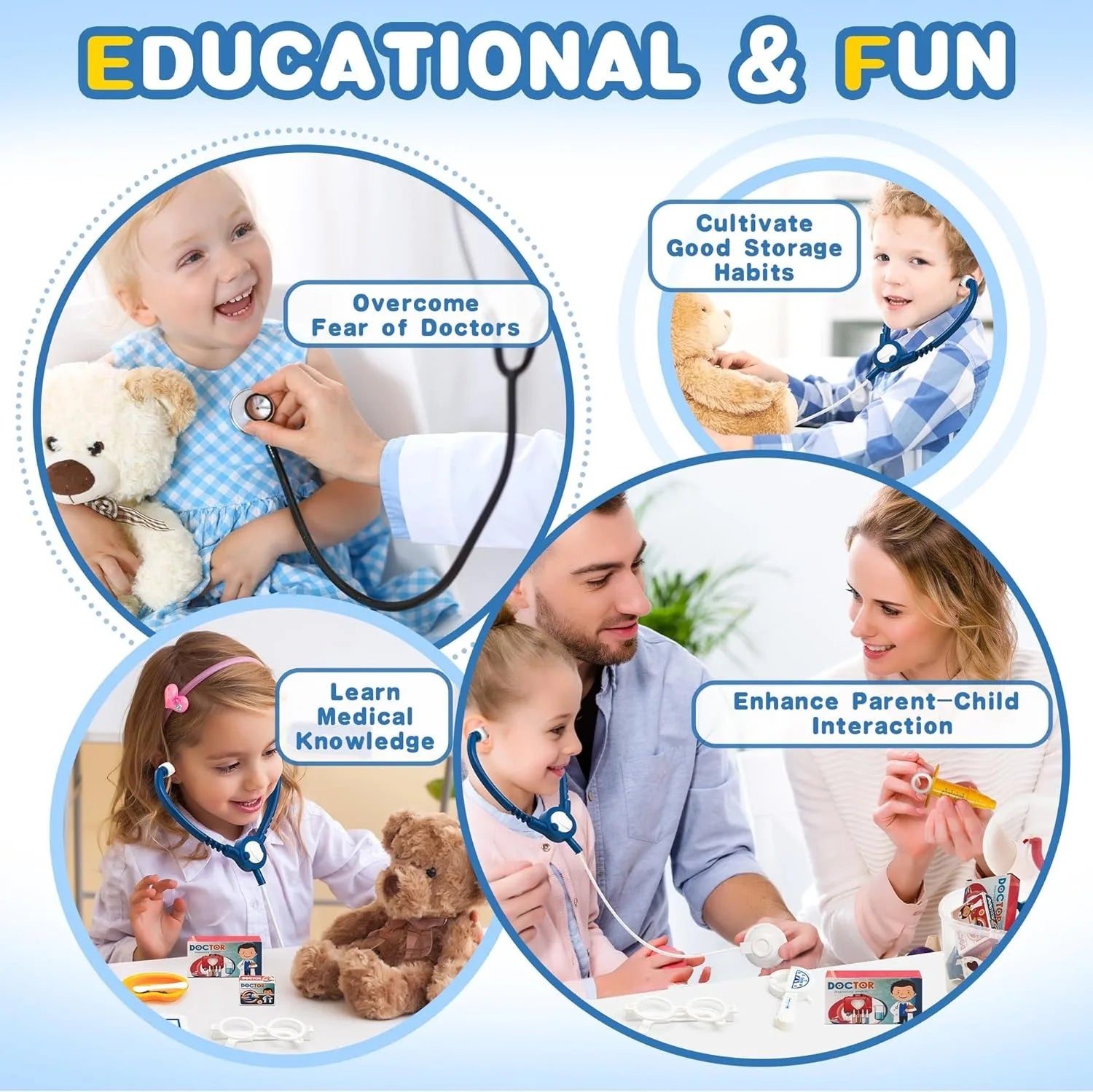 HKM-655827 Mini Doll House Doctor Kit for Kids - Portable Role Play Educational Toy