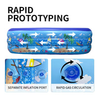 HKM-684499 Inflatable Ocean Pattern Family Pool with Bubble Bottom for Outdoor Use