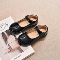 HKM-213907 Factory Price Wholesale Kids Teenager Student School Black Shoes Formal Uniform Leather Flat Design for All Winter Spring