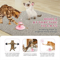 HKM-360595 Interactive Cat Teaser Wand with Suction Cup Scratcher - Spring Toy for Cats