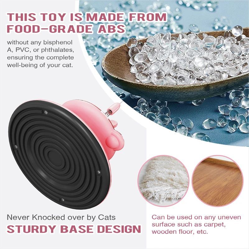 HKM-360595 Interactive Cat Teaser Wand with Suction Cup Scratcher - Spring Toy for Cats