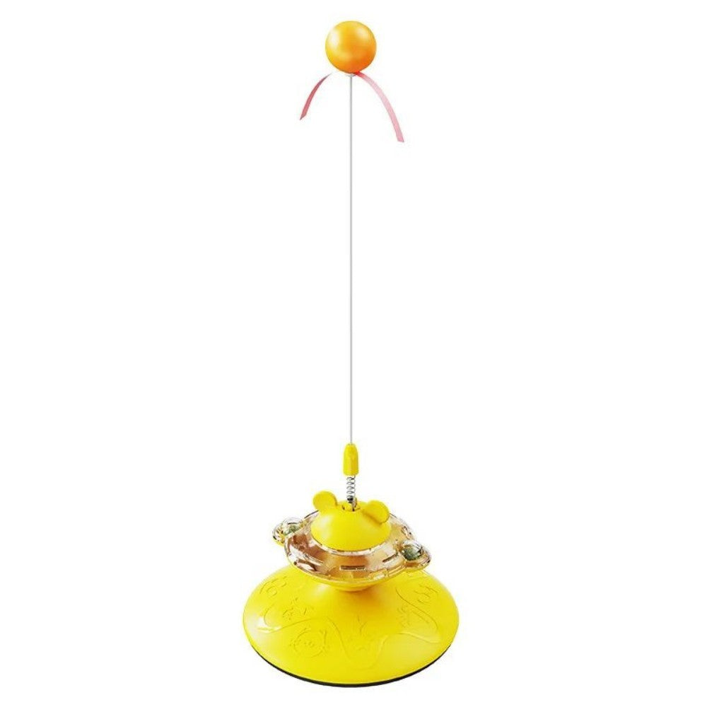 HKM-360595 Interactive Cat Teaser Wand with Suction Cup Scratcher - Spring Toy for Cats